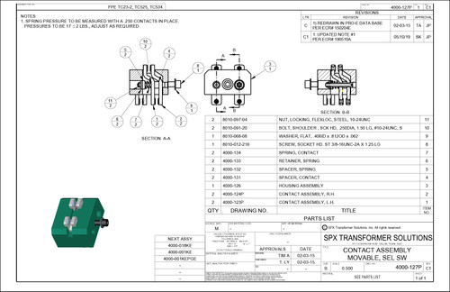 Selector Switch Moving Contact Assembly - TC525