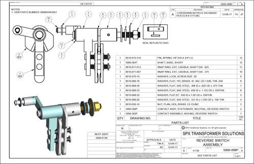 Reversing Switch Moving Contact Assembly LRT72