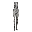 CRISS CROSS NECK BODYSTOCKING IN BLACK