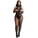 QUEEN FISHNET AND LACE BODYSTOCKING IN BLACK