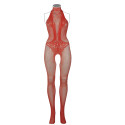 QUEEN FISHNET AND LACE BODYSTOCKING IN RED