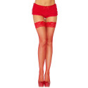 AMY FISHNET THIGH HIGH STOCKINGS WITH BACKSEAM IN RED