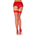 AMY FISHNET THIGH HIGH STOCKINGS WITH BACKSEAM IN RED