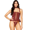 VINYL PEPLUM BUSTIER  COLLAR AND G STRING SET
