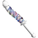 DICHROIC SPIRAL GLASS DILDO WITH HANDLE