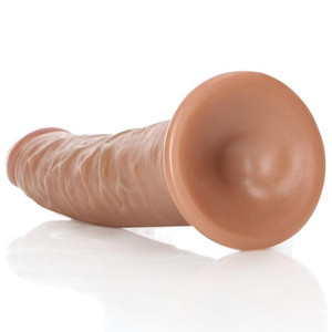 SLIM REALISTIC SUCTION DILDO 6" TAN