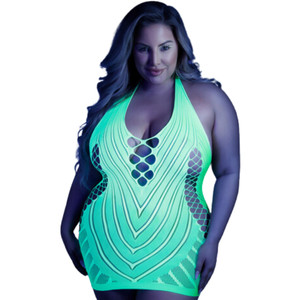 GLOW IN THE DARK NET HALTER DRESS QUEEN