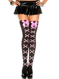 Crossbone and Bow Thigh High