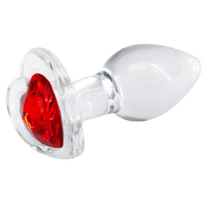 CRYSTAL DESIRES GLASS RED HEART ANAL PLUG