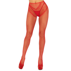 KARMA CROTCHLESS FISHNET TIGHTS IN RED