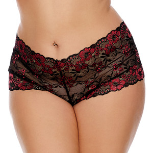 QUEEN OPEN LACE BOY SHORT PANTY