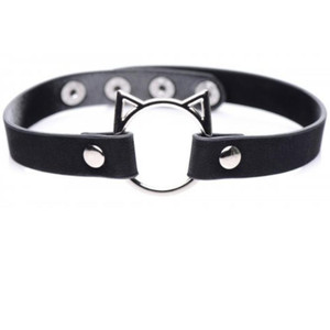 BLACK KINKY KITTY RING CHOKER