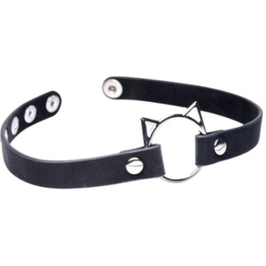 BLACK KINKY KITTY RING CHOKER