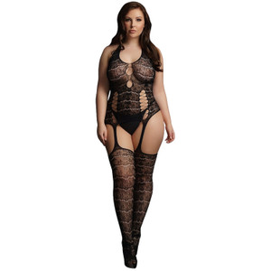 OPAQUE LACE SUSPENDER BODYSTOCKING QUEEN