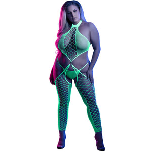 QUEEN HIGH VOLTAGE HIGH NECK BODY STOCKING AND G STRING
