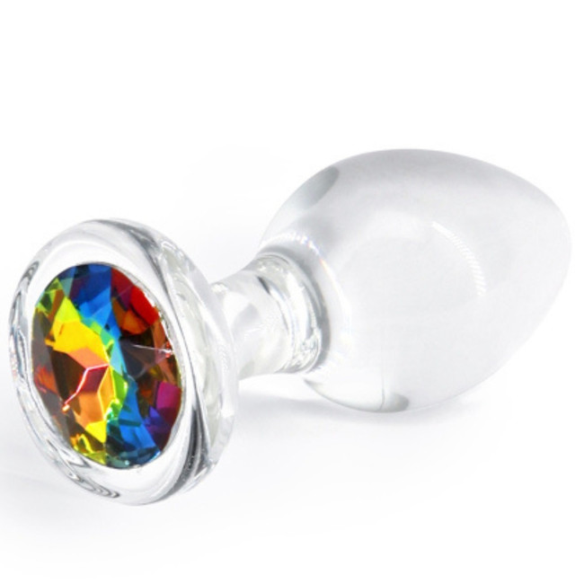 CRYSTAL DESIRES GLASS RAINBOW GEM ANAL PLUG