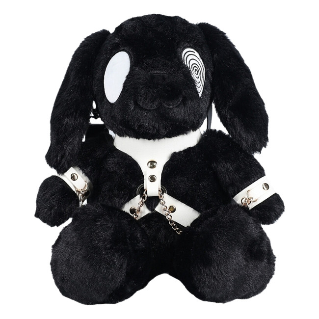 BUNNY BACKPACK WITH CIRCLE EYES IN BLACK