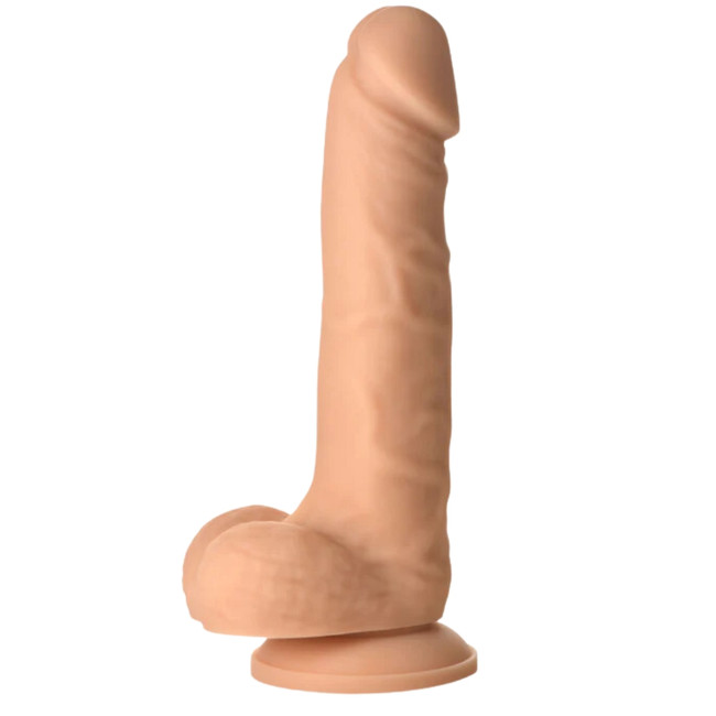 EASY RIDERS 7" SILICONE DILDO WITH BALLS IN LIGHT
