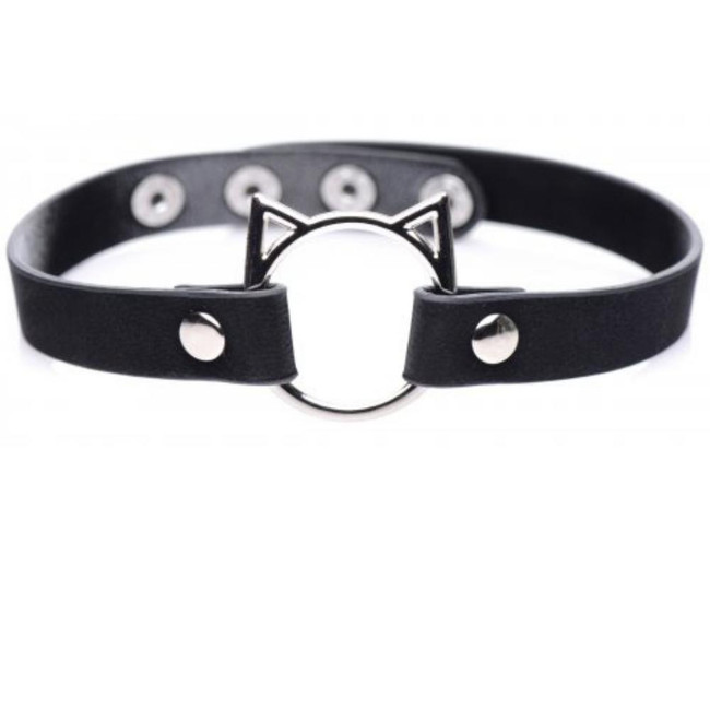 BLACK KINKY KITTY RING CHOKER