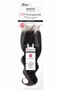 Mane Concept  5x5 "Body Wave" Baby Hair HD Closure 14" #Natural Black
