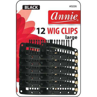 Annie 12 large Wig Clips #3226 BLK