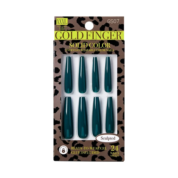 Gold Finger Solid Color XXXL Nails # GS07