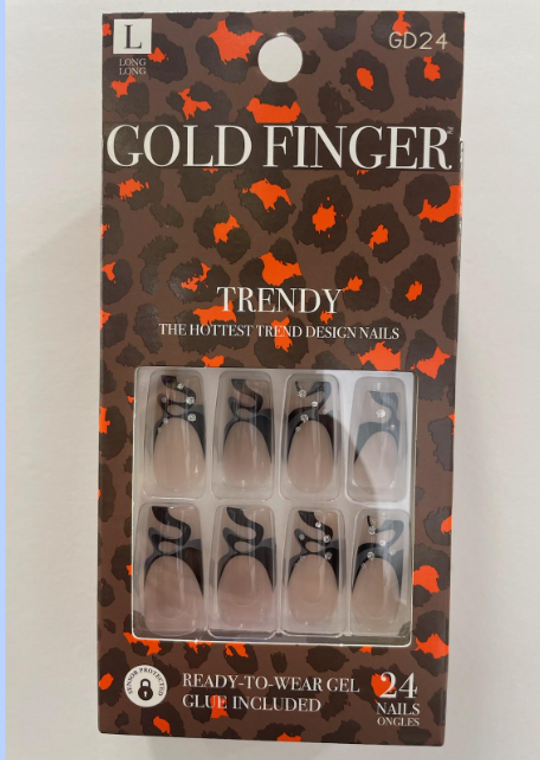 Gold Finger Trendy L Nails #GD24