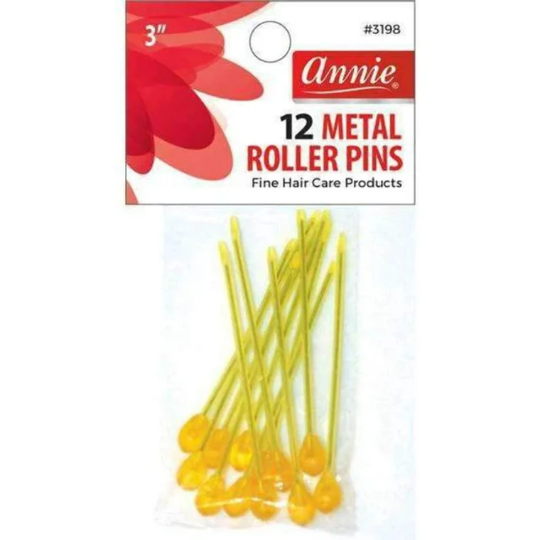 Annie 12 Metal Roller Pins 3" #3198