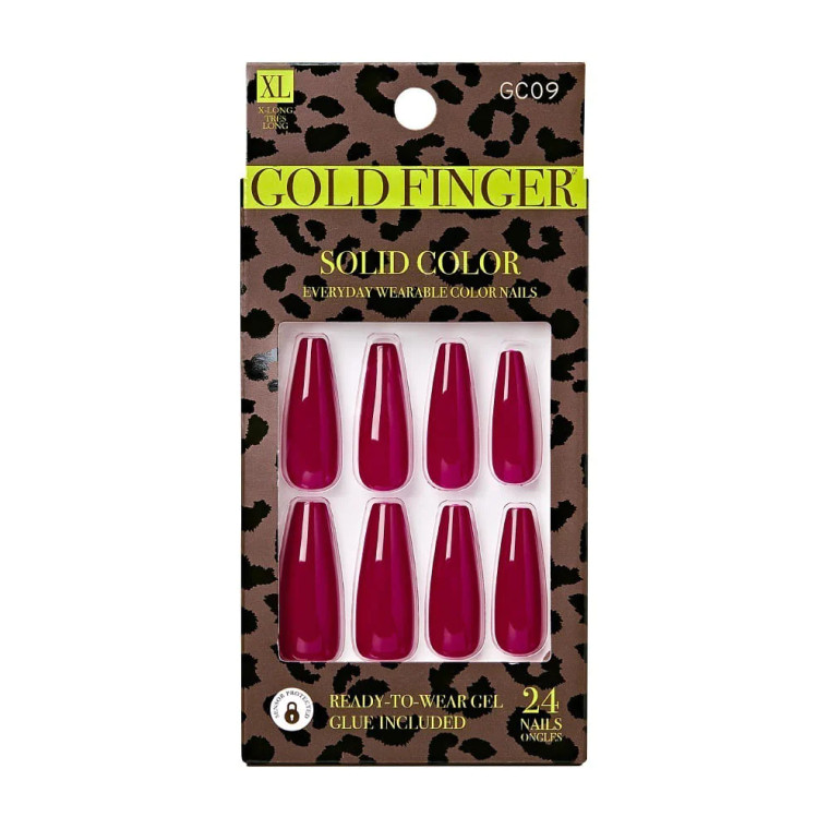 Gold Finger Solid Color XL Nails #GC09