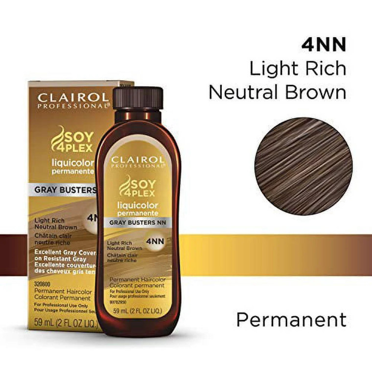 Clairol Soy4plex Gray Busters NN 4NN "Light Rich Neutral Brown" Permanent Haircolor 2 fl oz 2 fl  oz
