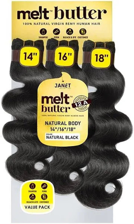 Janet Melt Butter 14/16/18 "Natural Body" #Natural Black Janet Melt Butter 14/16/18 "Natural Body" #Natural Black