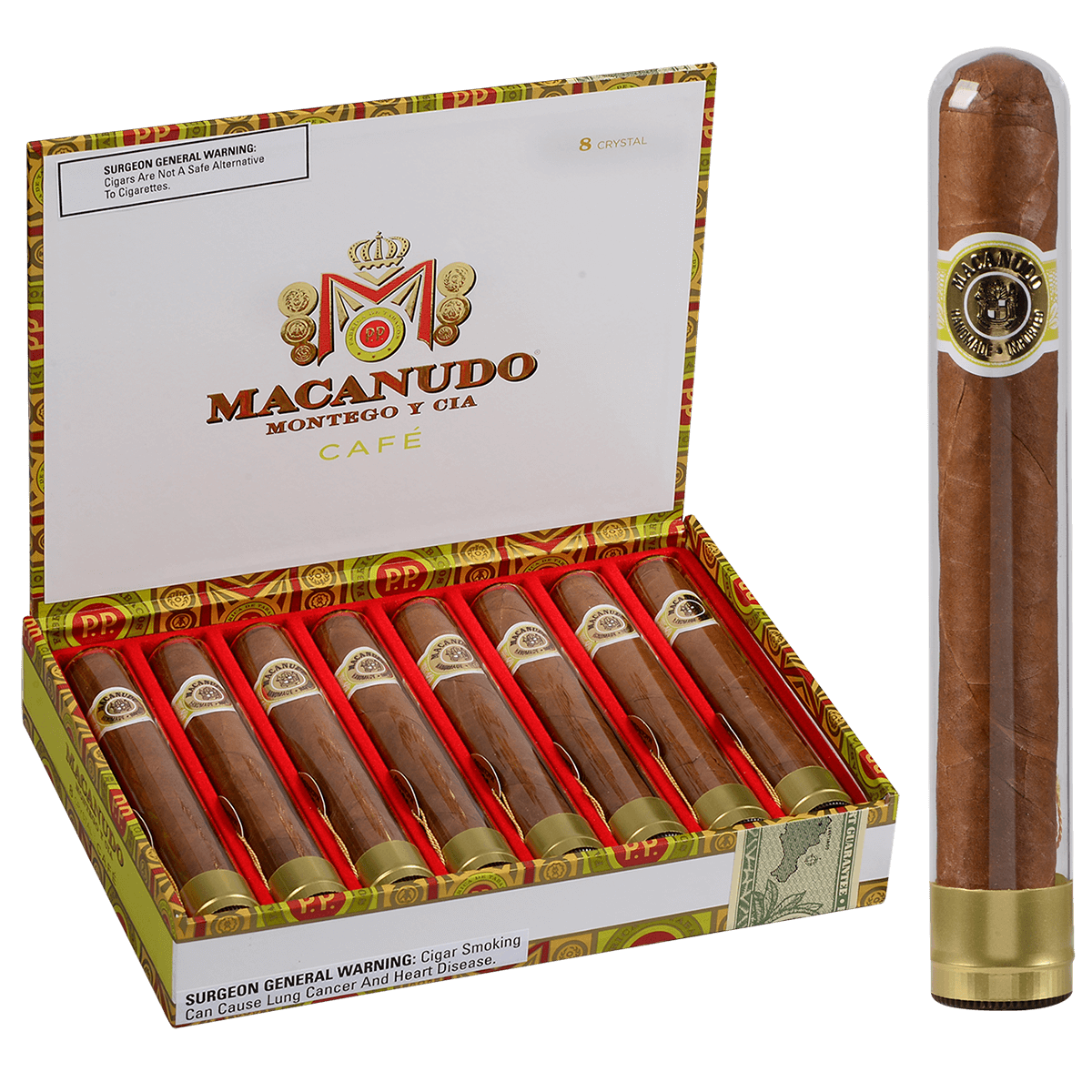 Macanudo Cigars Cafe Crystal Tubos 8 Ct. Box 5.50X50 Buitrago Cigars