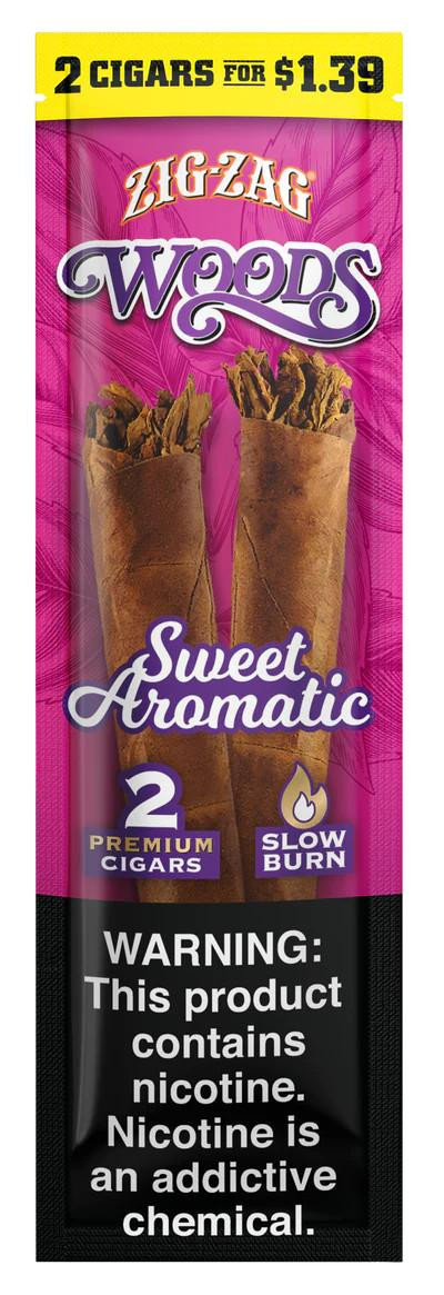 Zig Zag Natural Leaf Woods Cigars Sweet Aromatic 15 Pouches of 2