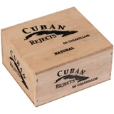 Cuban Rejects Classic Cigarillos Natural 50 Ct. Box, wooden cigarillo box with black text indicating the brand and product details.