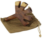 RAW Raw Level 5 Wooden Cigarette Holder - 5, a handcrafted wooden cigarette holder resting on a brown fabric pouch.