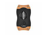 Colibri V-Cutter for Cigars, compact cigar cutting tool with black and wooden design and a central V-shaped blade.