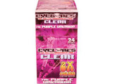 Cyclones Clear Pre-Rolls Cones 24Ct, a box of pre-rolled cones with pink packaging featuring product branding and specifications.