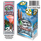 National Almond Honey Double Platinum Blunt Wraps Cosmopolitan 25/2 Ct, product packaging with blue and silver design, cigar wraps illustration, barcode, and warning label.