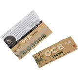 OCB Bamboo Cigarette Papers 1 1/4 Plus Tips 24/20 Ct. Box, image showing the natural bamboo rolling papers with plus tips in a box.