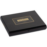 Rocky Patel Vintage 1992 Cigars Churchill Tubos 10 Ct. Box 7.00X48, black cigar box with gold label and logo, designed for storing premium cigars.