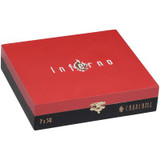 Oliva Cigars Inferno By Oliva Cigars Churchill 20 Ct. Box 7.00X50, red cigar box with gold latch and logo, designed for premium cigar storage and presentation.
