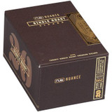 Nub Nuance Single Roast Cigar Corona 542 20 Ct. Box 5.00X42, a dark brown, rectangular cigar box with gold and white accents and branding, designed for premium cigar packaging.