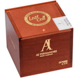 AJ Fernandez Last Call Habano by AJ Fernandez Corticas Cigars 25 Ct. Box, wooden box packaging with brand logo and product name on the lid.