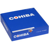 Cohiba Cigars Blue Churchill 20 Ct. Box, blue packaging with white and red logo, 7.50 x 50 length and diameter, premium Cuban cigars.