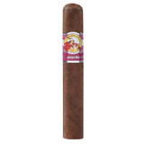 La Gloria Cubana Cigars Spanish Press Gigante 20 Ct. Box 6.00x60, close-up of a single cigars with a colorful band showing a woman with a hat, on a plain background.
