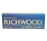 Tantus Tobacco Richwood Filtered Cigars (Gold) Mild, pack of filtered cigars with blue and gold packaging.