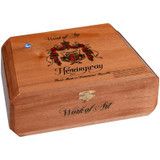 Arturo Fuente Cigars Hemingway Work Of Art Natural 25 Ct. Box, wooden cigar box with Arturo Fuente logo and decorative crest on the lid.