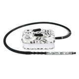 RIP Hookah Rip Boxx Acrylic Tabletop Hookah with LED Designs, featuring a money-themed pattern and a flexible hose with LED lights.