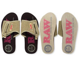 RAW Pocket Sandal 12PK Size 8-13, set of twelve beige and black sandals with adjustable straps and durable soles.