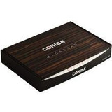 Cohiba Macassar Gigante Cigars 10Ct. Box, image shows a sleek, dark wooden box with the brand name 'Cohiba' and model 'Macassar' printed on the top, containing premium cigars.